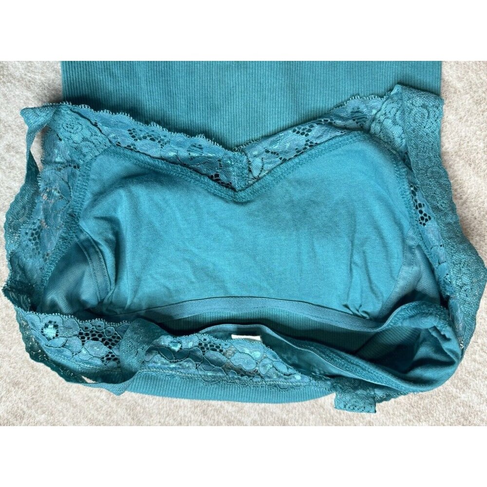 2000’s Abercrombie & Fitch Y2K Long Tank Top Cami Lace Straps Ribbed Shelf Bra - Picture 8 of 9